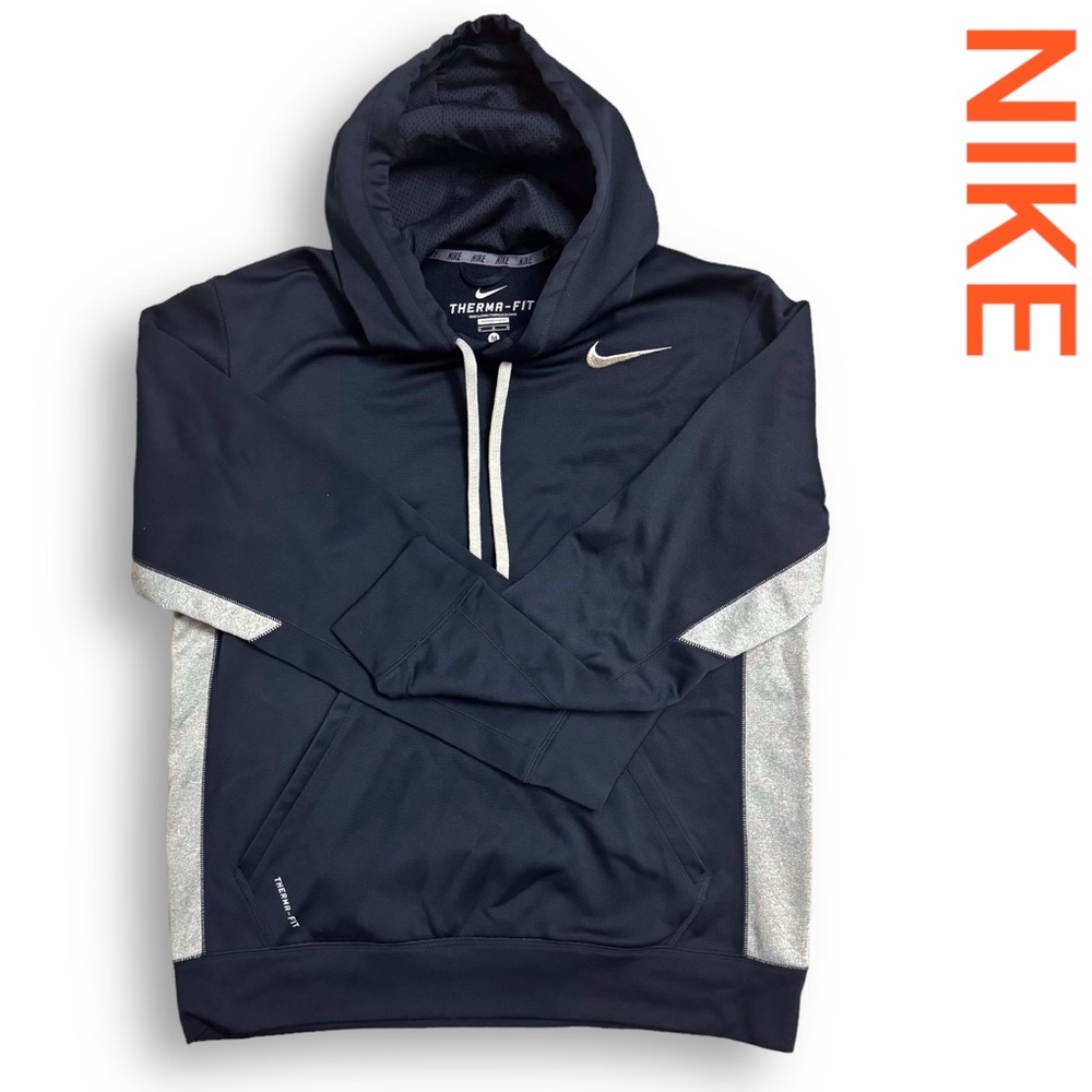 NIKE THERMA-FIT HOODIE NAVY/GREY SZ M